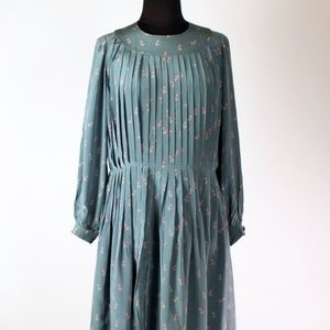 Vintage Emanuel Ungaro blue silk pleated dress M